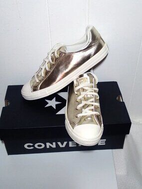 Converse Womens Size 8.5 Sneaker Gold Metallic CTAS Dainty Lucky Ox A15448C